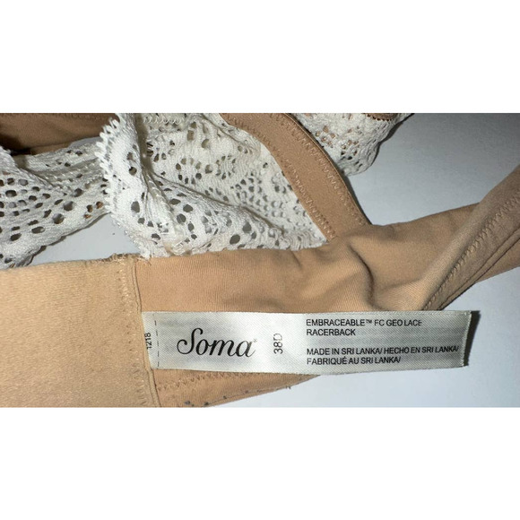 Soma Nude Underwire Lace T-Back Bra‎ 38D - Picture 3 of 4